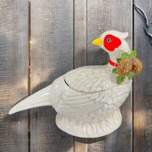 1985 Royal Orleans Partridge Sugar Bowl Trinket Box Pheasant Christmas Holiday